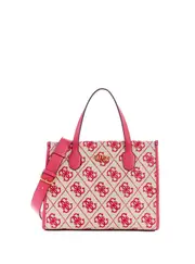 GUESS Women's Magenta Logo Silvana Canvas Tote Bag in Pink
