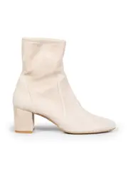 Ecru Suede Ankle Sock Boots