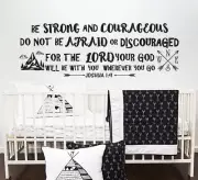 Joshua 1:9 Wall Decal Quote Be Strong & Courageous Bible Verse Nursery Decor f33