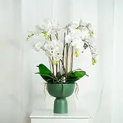 Glamorous Fusion - 92cm Real Touch Artificial Phalenopsis Orchid in Pedestal Vase Pot - Realistic Faux Orchid Décor for Home & Office