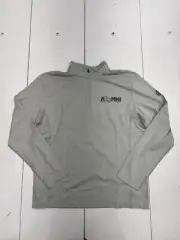 Greatness Wins Ash Gray Long Sleeve Quarter Zip Pullover Mens Size Medium