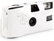 Weddingstar Disposable Camera with Flash - Single Use 35mm Film Camera for Wedding or Party Favors - Silver Enchanted Hearts