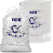(Y)100Pcs Ice Bags with Durable Drawstring Closure Refillable Ice Storage Bags for BBQs Camping Food Stalls 20 Lb.