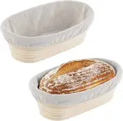 2 Packs 10 inch Oval Shaped Banneton Proofing Basket Set Sourdough Bread