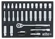 Wiha 33395 27 Piece 1/4? Drive Professional Socket Tray Set - Metric