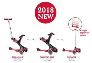 2018新款 法國GLOBBER哥輪步兒童5合1三輪滑板車(粉/藍/紅/綠)