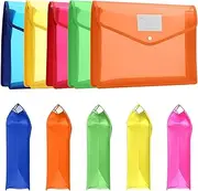 5 Pieces Plastic File Folders Envelope Expanding File Wallet Organizer Documents Folder with Snap Closure and Pocket B4 Waterproof Transparent File Pouch for School Office(Multicolored,Horizontal)