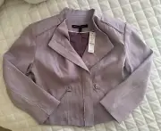 WHITE HOUSE BLACK MARKET Open Linen Blend Purple Blazer Jacket Lined Suit Sz 4