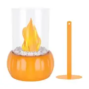 Tabletop Fire Pit, Indoor Outdoor Portable Table top Firepit with Glass Rocks, Countertop Firepit for Home Decor (Orange)