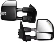 Towing Mirrors fit for 2017 2018 2019 2020 Ford F250 F350 F450 F-550 Super Duty Pickup Truck Side Mirrors Chrome cap with Power Heated Turn Signal Light