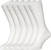 [ZombaFlo] 6 Pairs Diabetic Socks for Women 4-8 | Non Elastic Cotton Rich Soft Top Socks For Women, White, 4.5-9 US