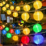 Solar Lantern String Lights Waterproof Outdoor, 40ft 40Led Warm White & Multi...