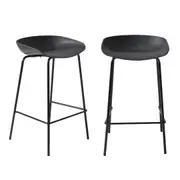 Oikiture 2x Kitchen Bar Stools Stool Dinning Counter Chairs Metal Black