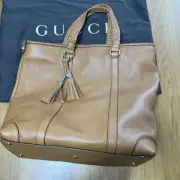 Brown GUCCI Tote Bag Tassel Gift Present 0523b
