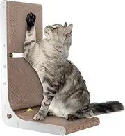 Cat Scratcher, Vertical Cat Scratching Board, 23.6 Inch/60 cm L-Shape Cat Scratch Pads, Wall-Mount Cat Scratchers for Indoor Cats, with Built-in Catnip Toy Balls, Suitable for Large and Small Cats