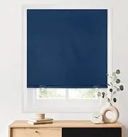 [LazBlinds] 100% Blackout Roller Shades, No Tools No Drill Cordless Blinds for Windows, Thermal Insulated UV Protection Privacy Window Shades for Bedroom (36''W x 72''H, Navy Blue)