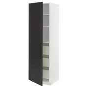 METOD / MAXIMERA high cabinet with drawers, white/Nickebo matt anthracite, 60x60x200 cm