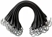 15" Inch Rubber Bungee Cords with Hooks - Crimped S Hooks