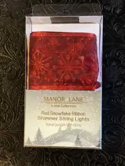 New Manor Lane Red Snowflake Ribbon Shimmer String Lights (10 Feet).
