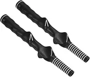 uxcell Golf Club Training Grip, 2 Pack Left Handed Teaching Practice Swing Non-Slip Auxiliary Aid Correction for Golf Trainer Beginner, Black