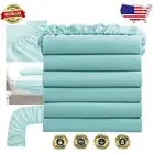 Pack of 6 Full Size Soft Microfiber Bed Sheets with Deep Pockets in Spa Blue