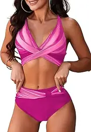 [MOLYBELL] MOLLYBELL 2 Piece Women's High Waisted Bikini Set Push Up Bathing Suits Swimwear with Adjustable Shoulder Strap