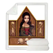 Dark Art Memento Mori Beautiful Maiden and Skeletons Throw Blanket