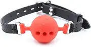 Breathable Hollow Silicone Ball Gag Open Mouth Gag Fetish Bondage Restraint Toy (L(50mm),red)