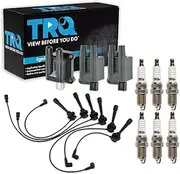 TRQ Ignition Coils Wires Spark Plugs Kit Compatible with 1999-2004 Mitsubishi Montero