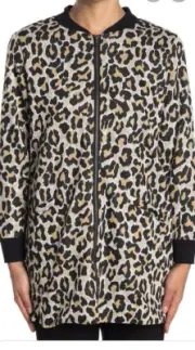 Sanctuary Leopard Print City Knit Zip Up Soft Coat Sz Sm Nwt