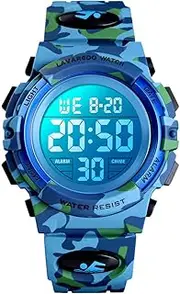 [A ALPS] Kids Watch,Boys Watch for 3-15 Year Old Boys,Digital Sport Outdoor Multifunctional Chronograph LED 50 M Waterproof Alarm Calendar Analog Watch for Children with Silicone Band,Kids Gift