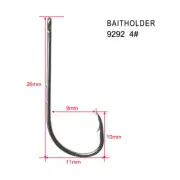 90 x4#Chemically Sharpened Baitholder Fishing Hooks Straight eye Fishing Tackle