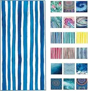 Luxton Striped Ocean Blue Beach Towel, Quick Dry and Sand Free Beach Towel Pool Towel for Swimming Outdoor Camping Towel (Large 160x80cm)