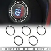 5 Pcs Car Engine Start Stop Decoration Ring Push Start Button Knob Trim Black