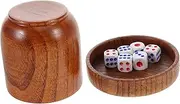 ADOCARN Multifunctional Dices Cup with Lid Wooden Game Props for Bar Ktv and Parties