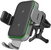 2025 Upgraded Dual Coil Wireless Car Charger Qi 15W Fast Charging Vent Mount Phone Holder Smart Sensor Auto Alignment Auto Clamping for iPhone 15/14/13/12, Samsung Galaxy Z Flip 4/3 S23 22 (X3) (X3)