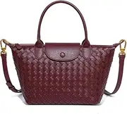 [Waiyqju] Braided Luxury Women's Leather Tote Top Handle Age Elegant Large Capacity Travel Day Crossbody Bag