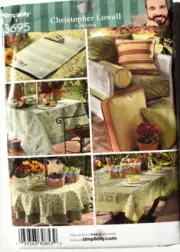 SIMPLICITY PATTERN 3695 TABLECLOTHS PLACE MATS PILLOWS BOLSTER UNCUT FF