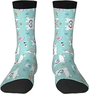[EdWal] Soft Cute Llama print Moisture Wicking Socks Sports Socks for Men and Women Warm thermal Boot Hiking Socks