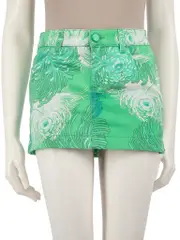 Green Floral Printed Mini Skirt