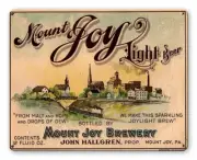 MOUNT JOY BREWERY PA LIGHT BEER 15" HEAVY DUTY USA MADE METAL ADVERTISING SIGN