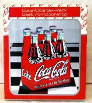 New 1997 Coca Cola Six-Pack Cast Iron Doorstop 282081