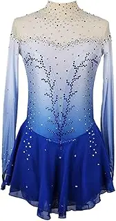 [Zagitova] Figure Skating Dress for Girls Long Sleeved Gradient Skater Dance Dress Team Competition Uniform