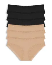Natori Bliss Lace Trim Brief, Pack of 6