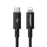 Pisen 6940735465375 1m Braided Lightning to USB-C PD Fast Charge Cable Black Support 3A