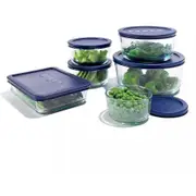 Pyrex Simply Store 12-Piece Glass Food Container Set with Blue Lids