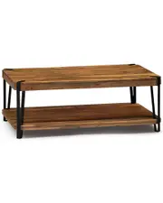 Alaterre Ryegate Natural Live Edge Solid Wood with Metal Coffee Table