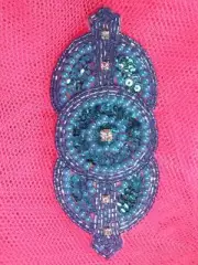 0391 Turquoise Triple Circle Beaded Sequin Applique Motif @ Crafts or Sewing