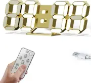 COVERY 10, 10‘’ Golden Light 3d Led Clock With Remote Control
