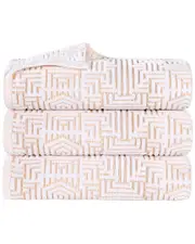 Superior Set of 3 Jasper Cotton Modern Geometric Jacquard Plush Bath Towels